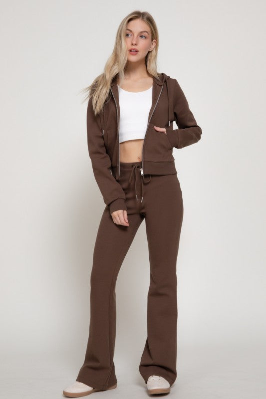 Stay warm comfy 2pc pant set - Brown