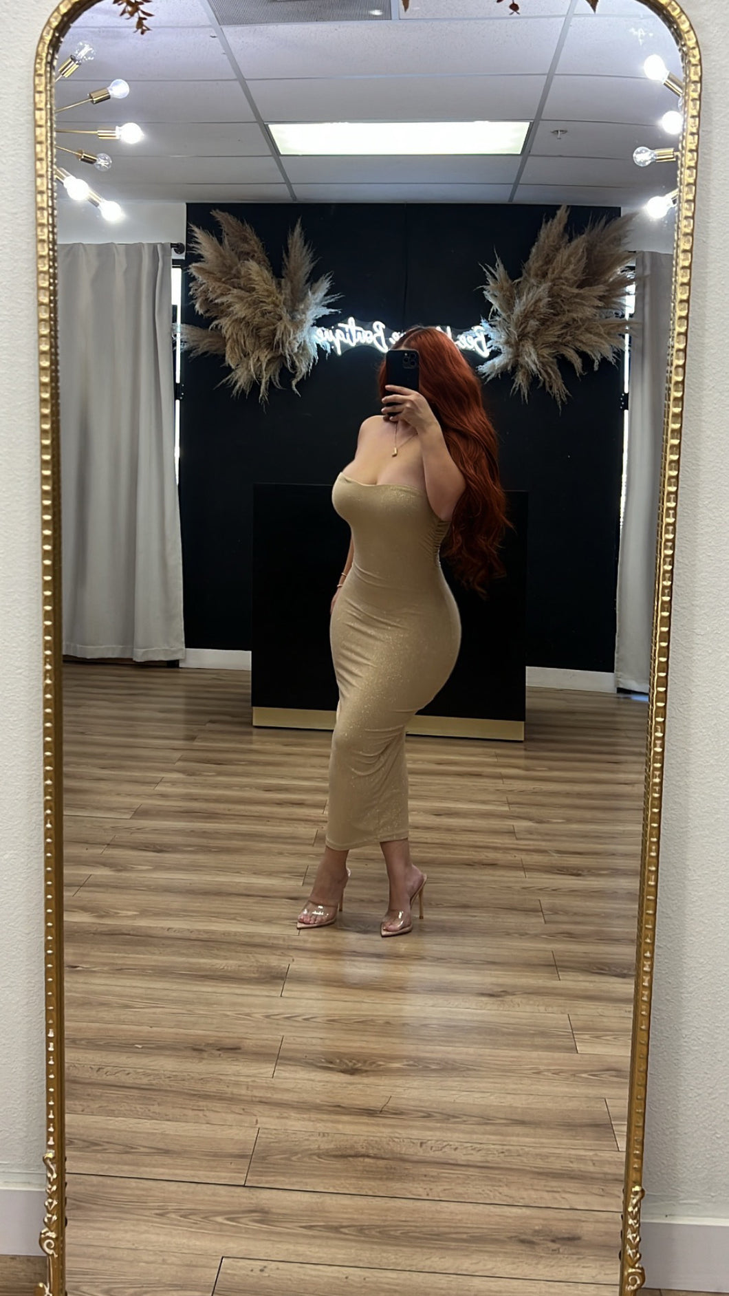 Sophia midi sparkly dress - Gold