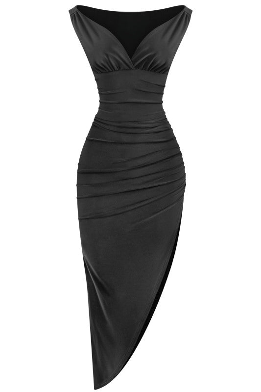 Keyla midi double layered dress - Black