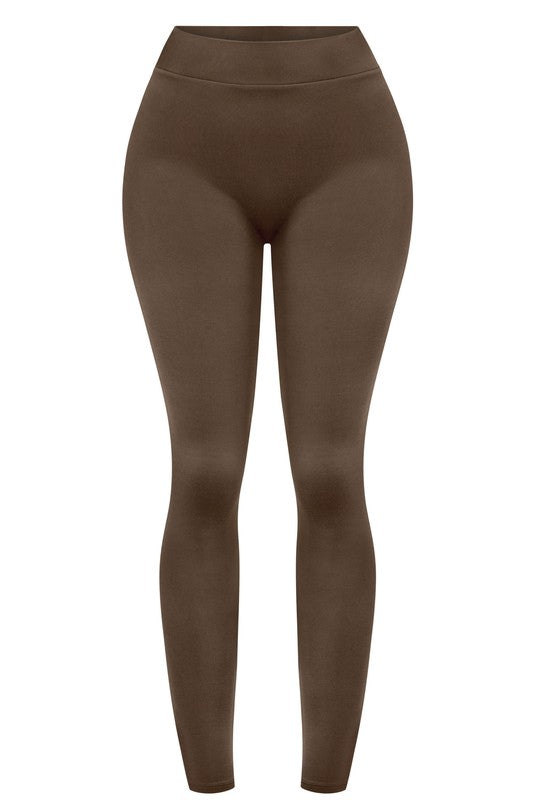 Basic double layered leggings - brown