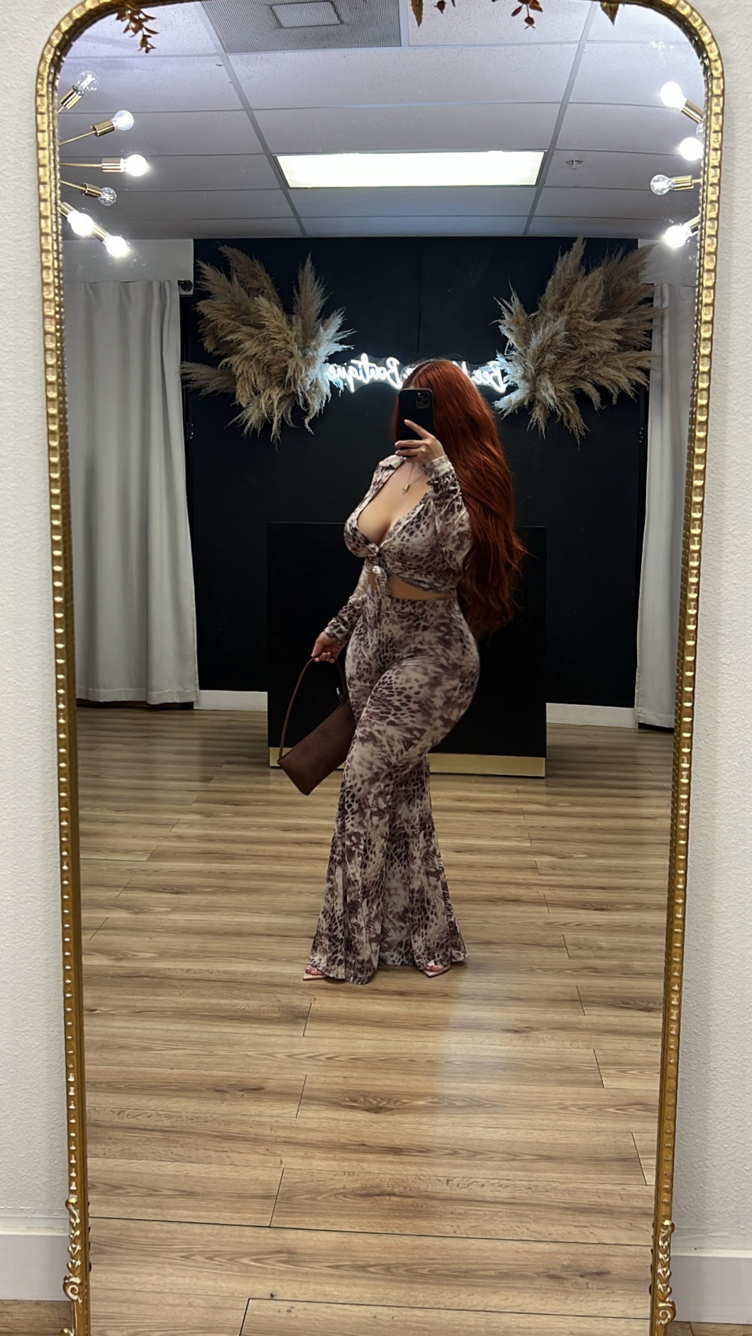 Briana 2pc pant set - black/mauve