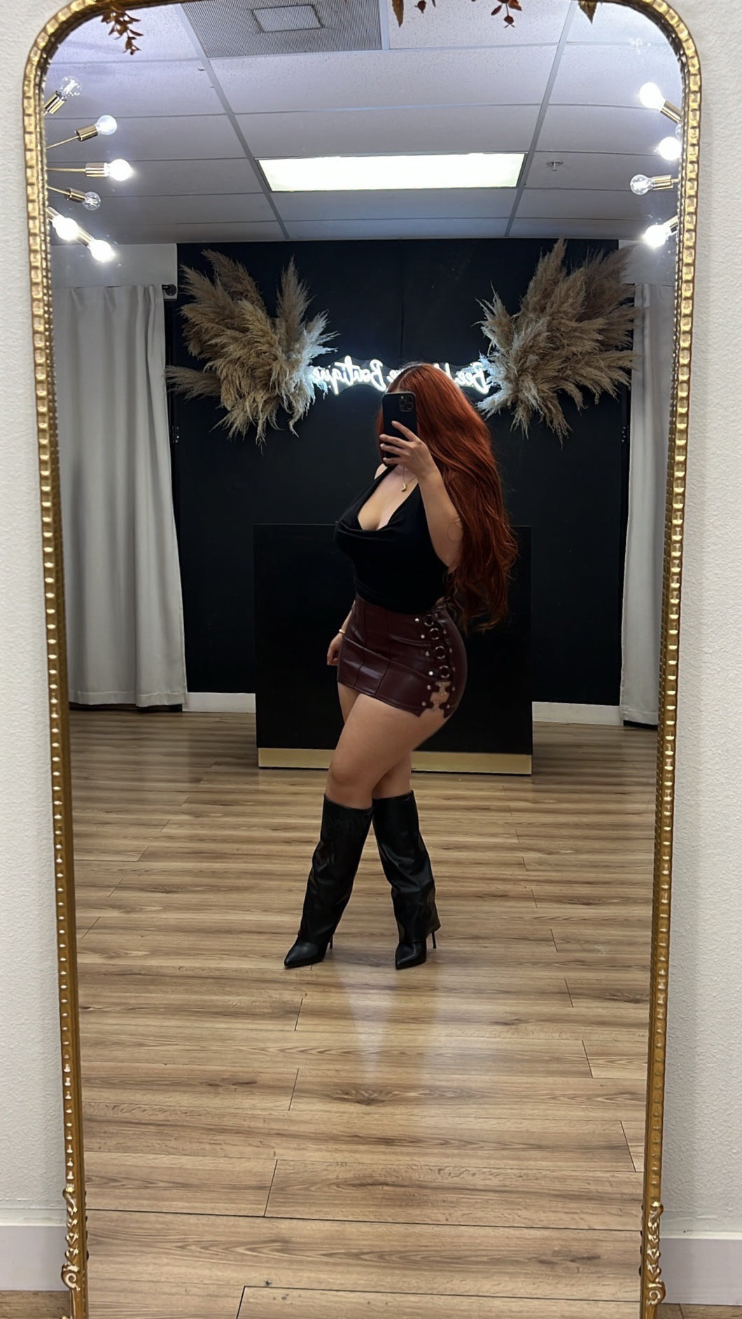 When I’m ready leather skirt - Burgundy