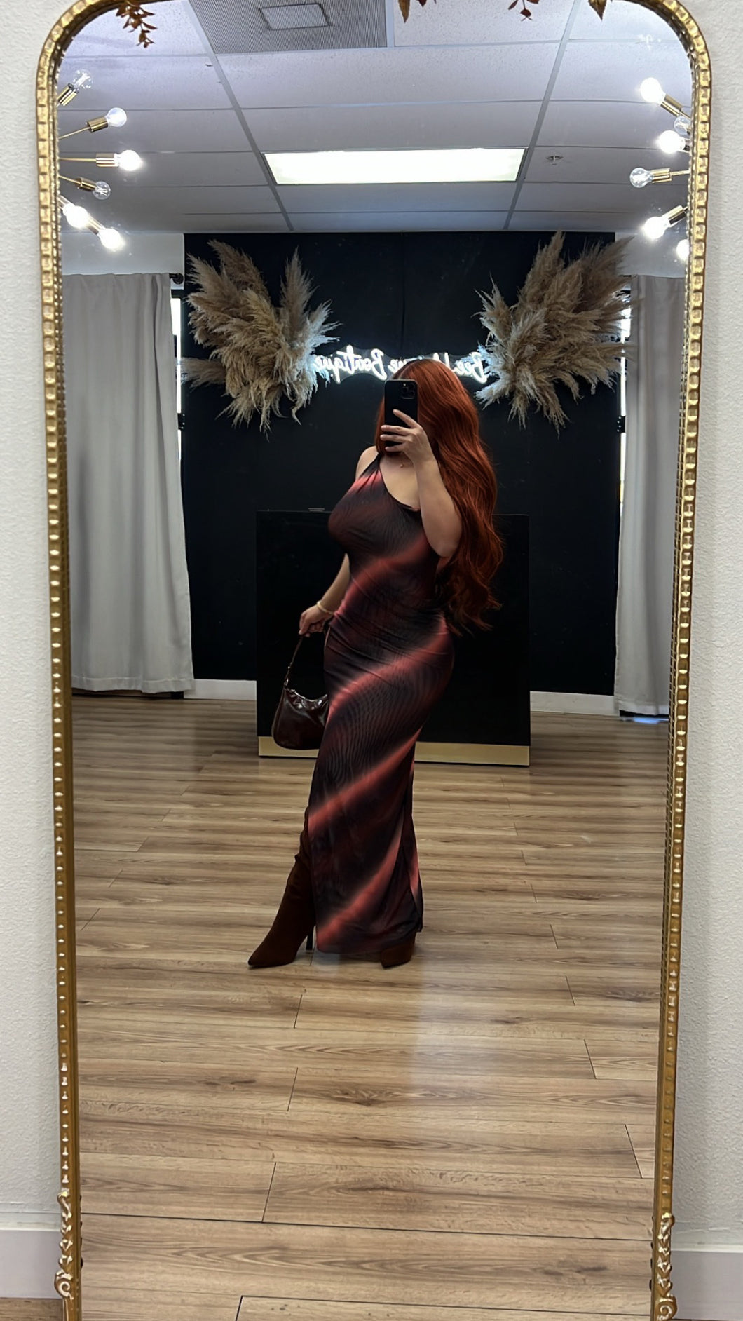 Nicole mesh maxi dress - Burgundy