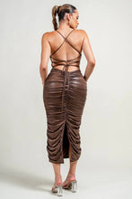 Load image into Gallery viewer, Marissa ruched midi dress - Brown
