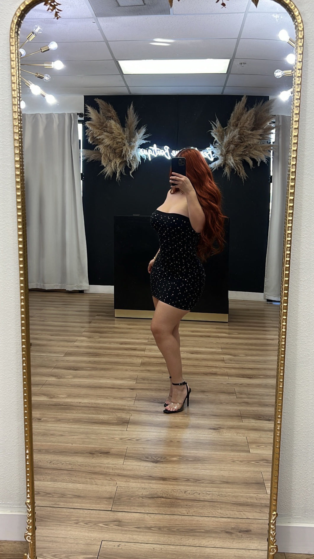 Ready to party rhinestone dress- black