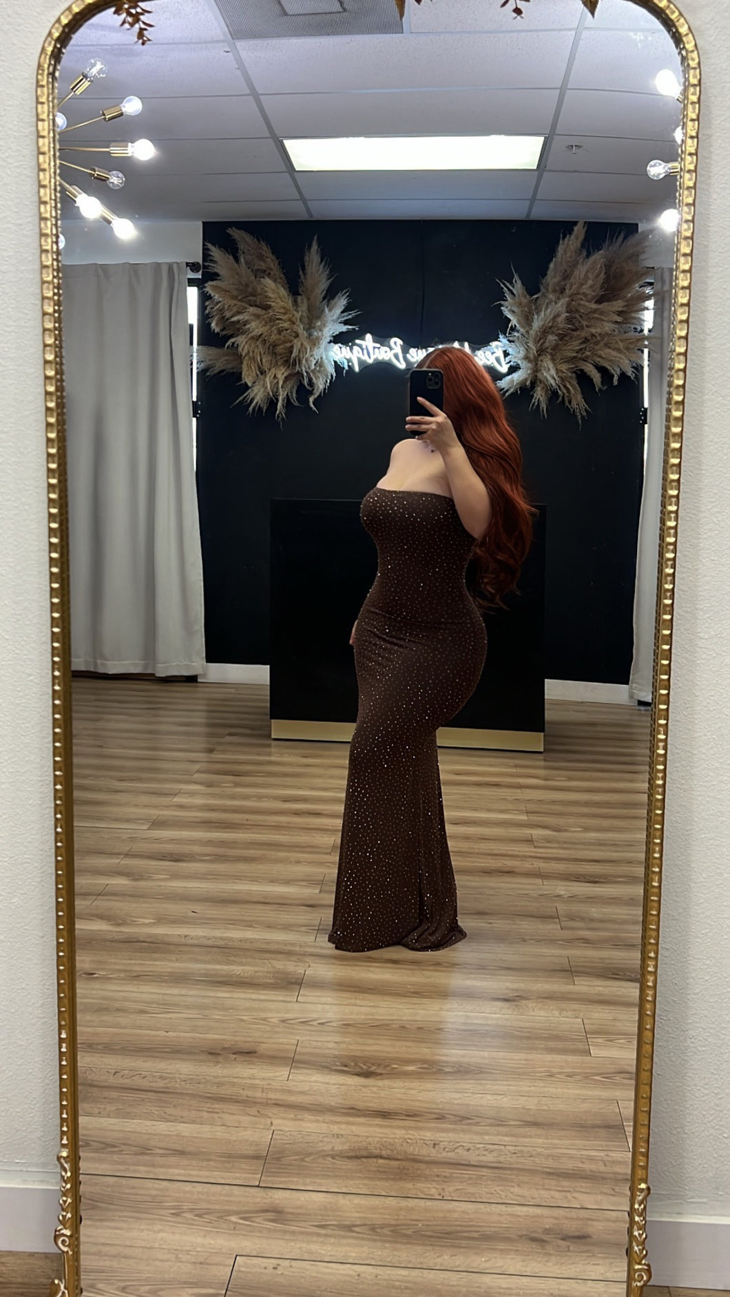 Amber rhinestone bandeau maxi dress - Brown