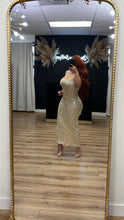 Load image into Gallery viewer, It’s the holiday sequin slit dress - Cream
