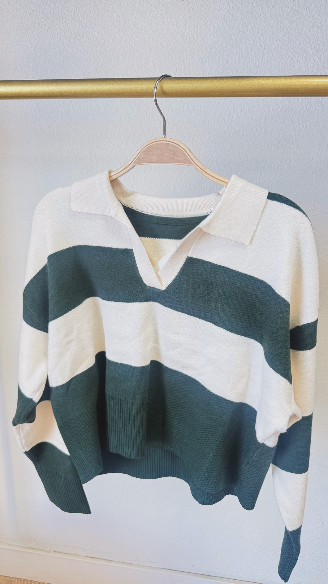 Season striped polo sweater - Green