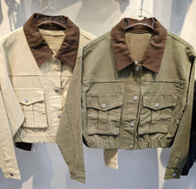 Load image into Gallery viewer, Heather cropped canvas jacket - green
