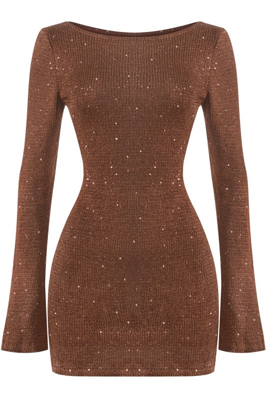 Emily sweater sequin dress - Brown