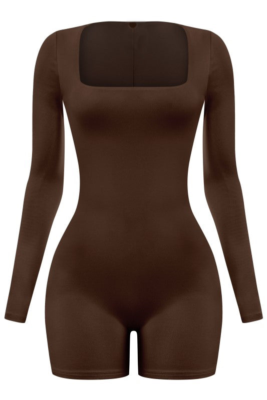 Basic double layered romper - Brown