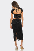 Load image into Gallery viewer, Dinner date back tie 2pc skirt set - Black

