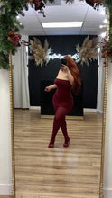 Load image into Gallery viewer, Festive strapless glitter mini dress- Burgundy
