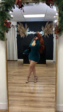 Load image into Gallery viewer, Emerald cowl neck mini dress- Hunter green
