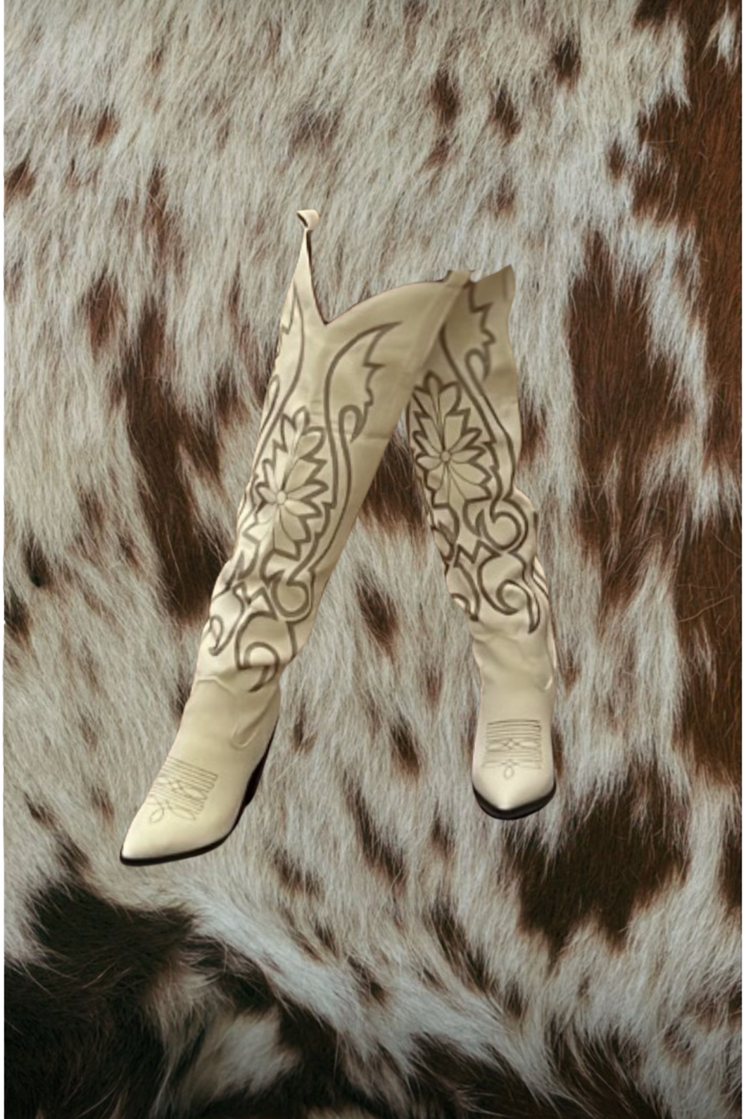 Ivy long cowboy boots - ivory