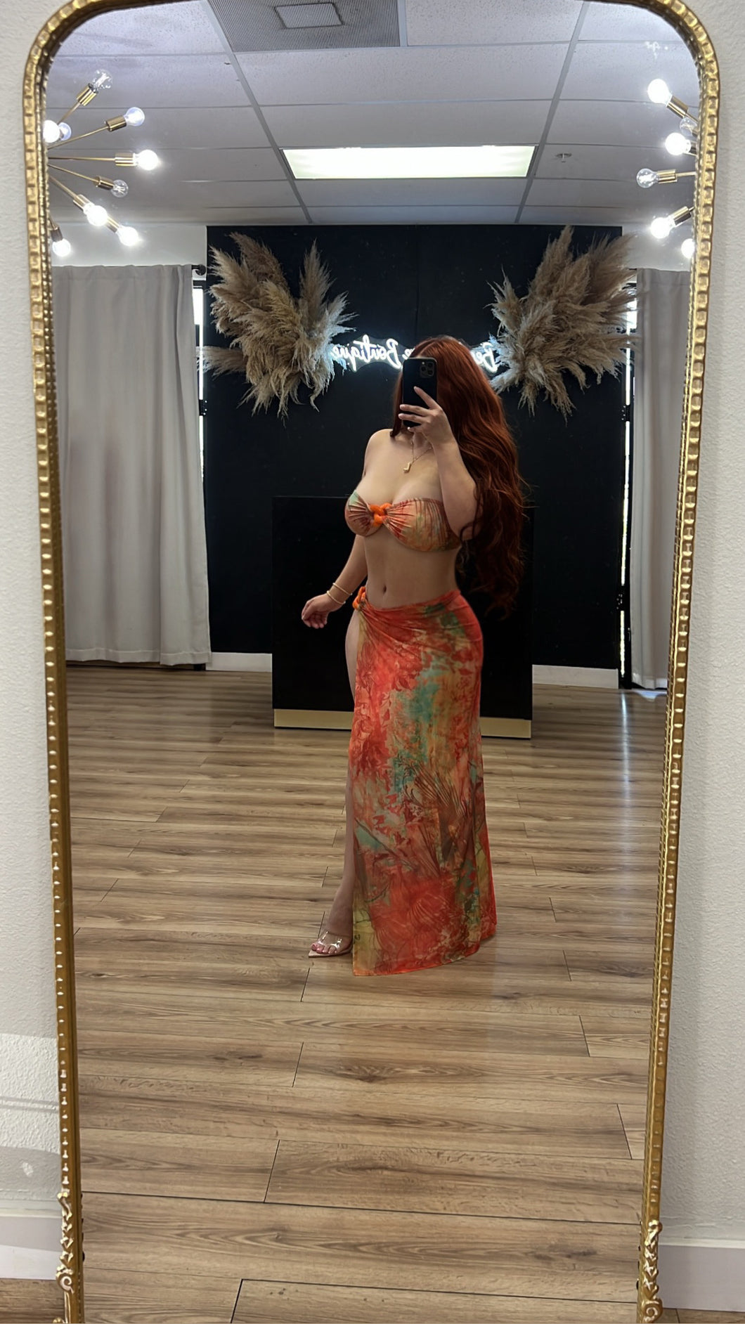 Pool party 3pc skirt set - Orange