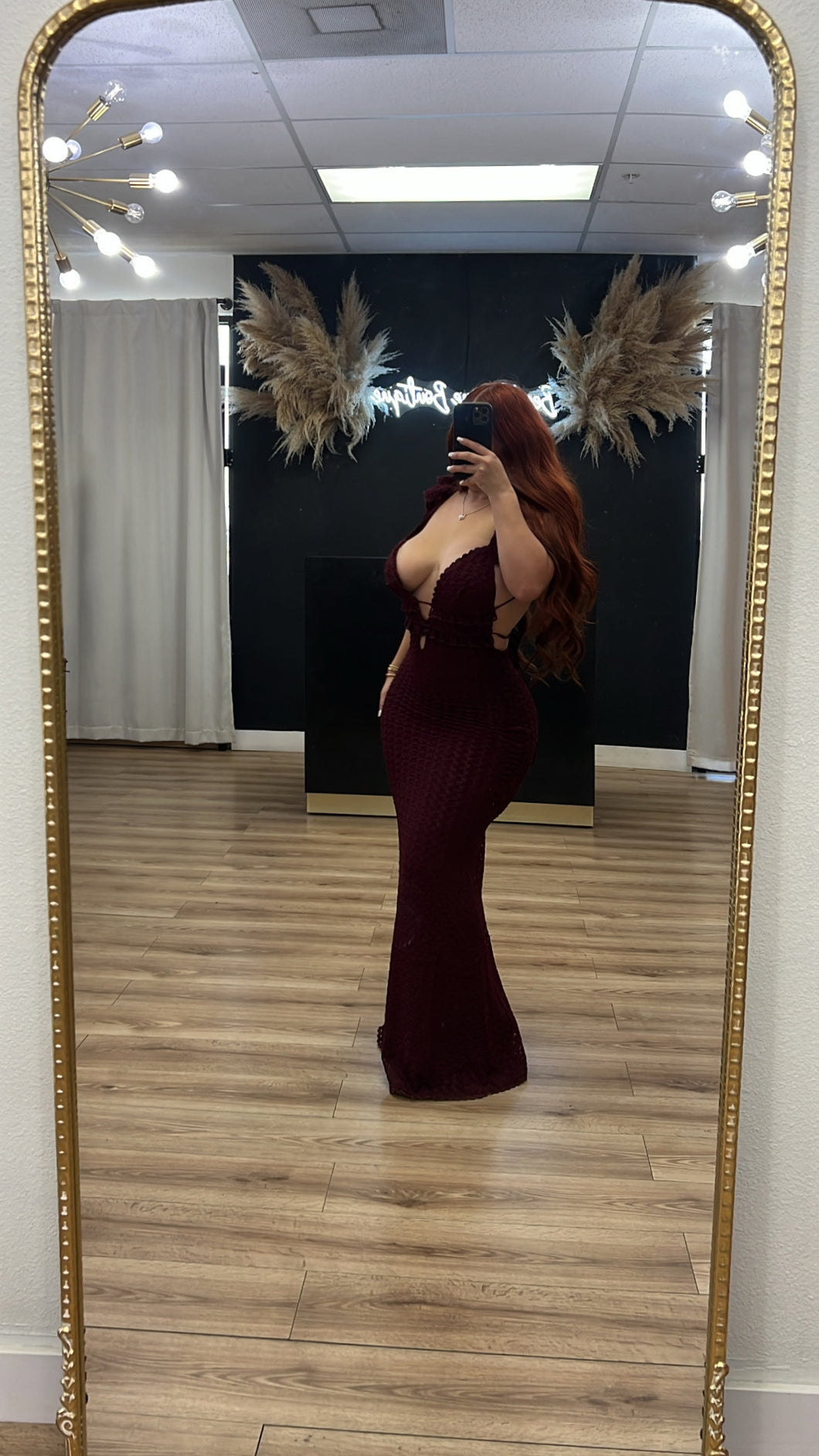 Tiana open back dress - maroon