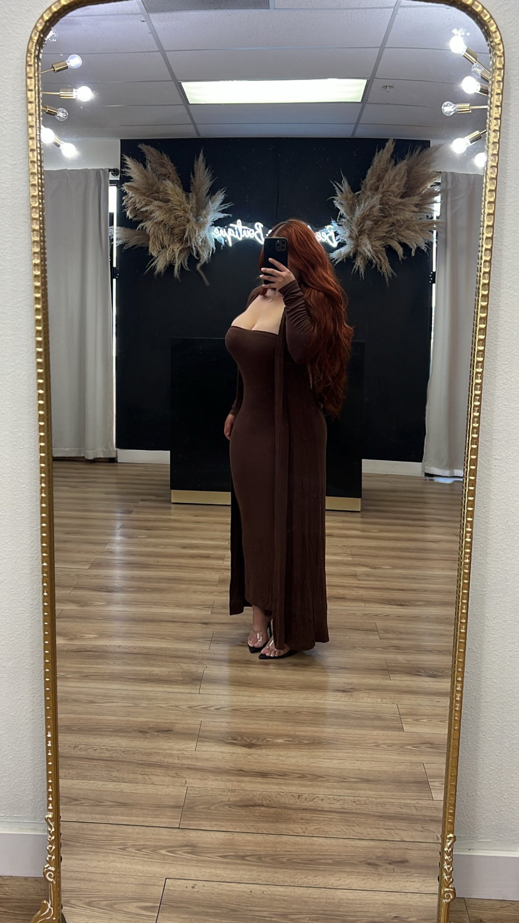 Fall into season 2pc dress - Brown