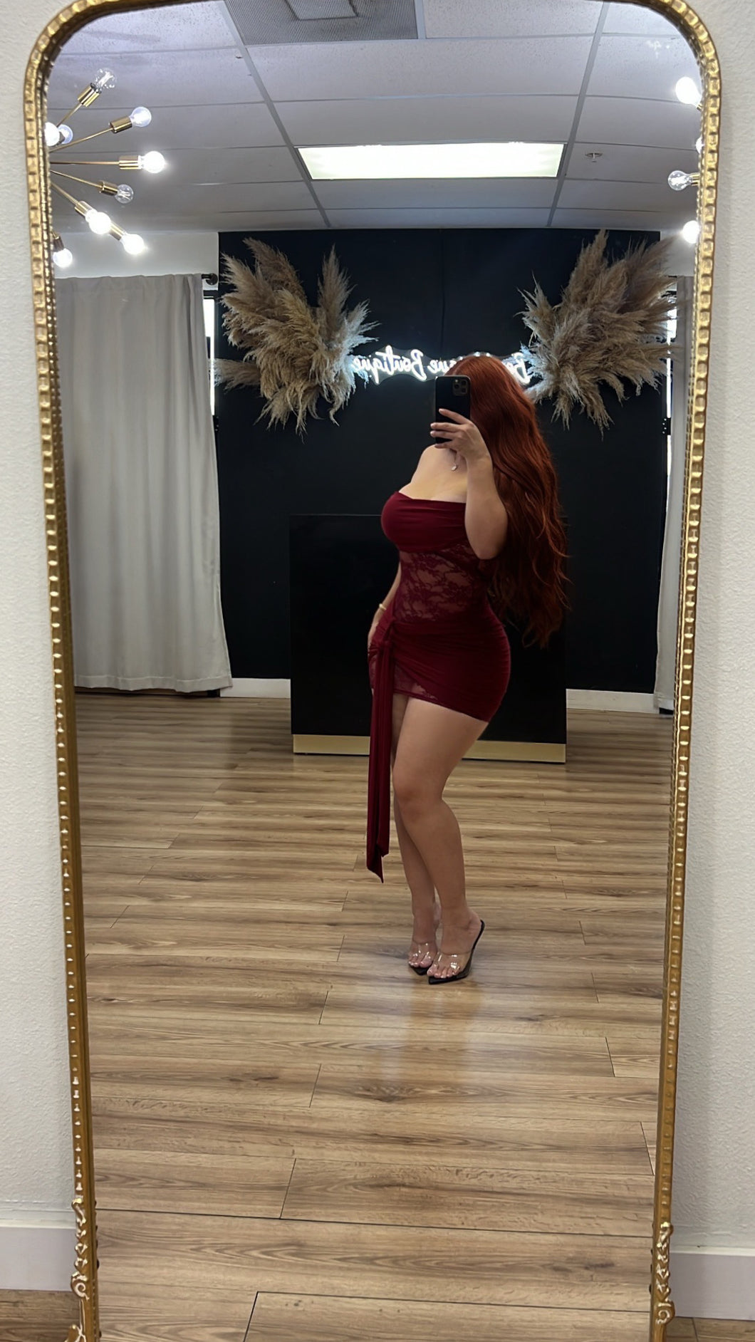 Shanty off shoulder dress - Burgundy