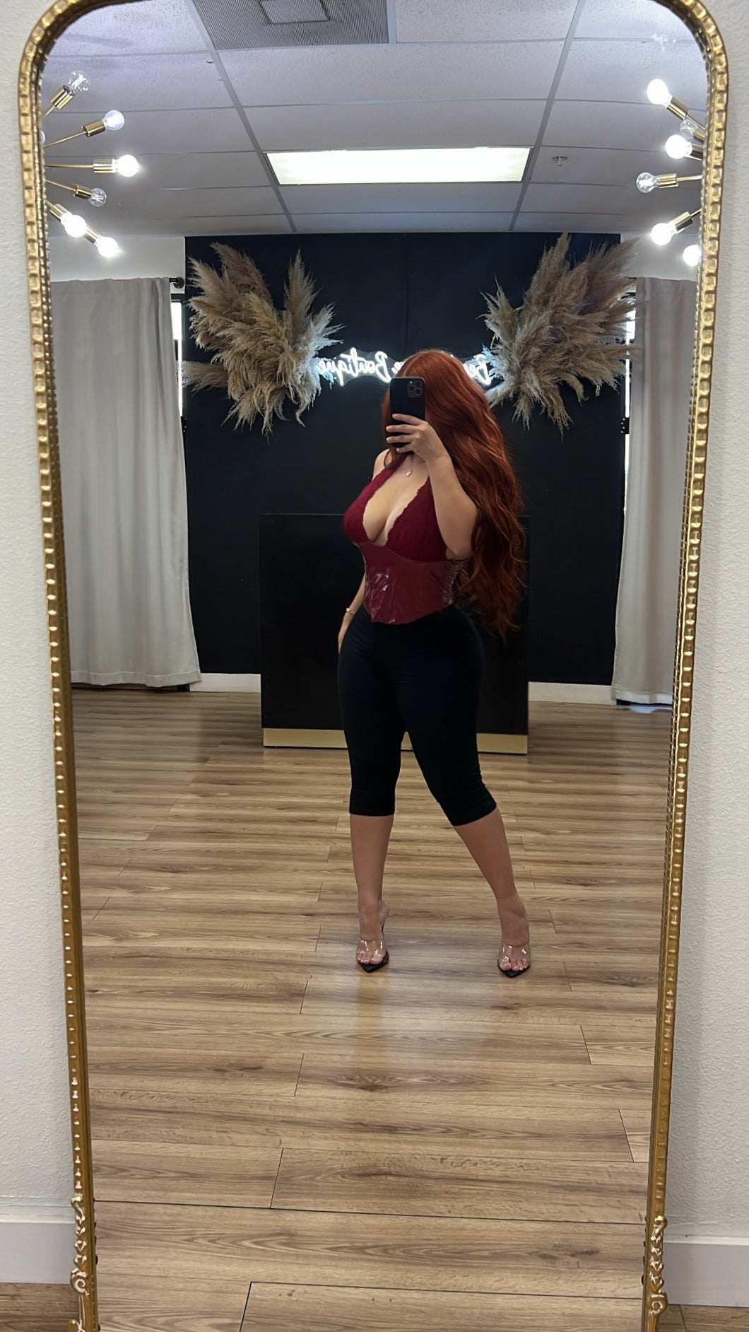 Baddie halter corset top - Burgundy