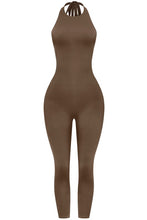Load image into Gallery viewer, Kenia low back halter jumpsuit- Brown
