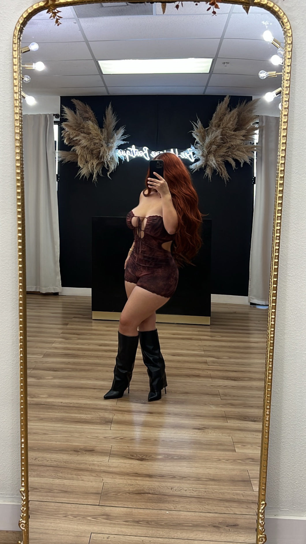 Melissa open back romper - Burgundy
