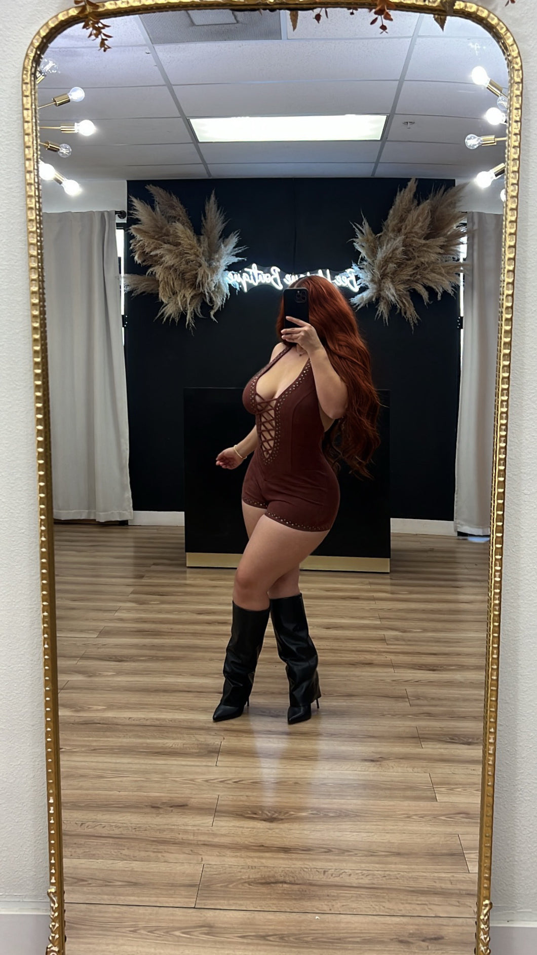 Brenda halter romper - Burgundy